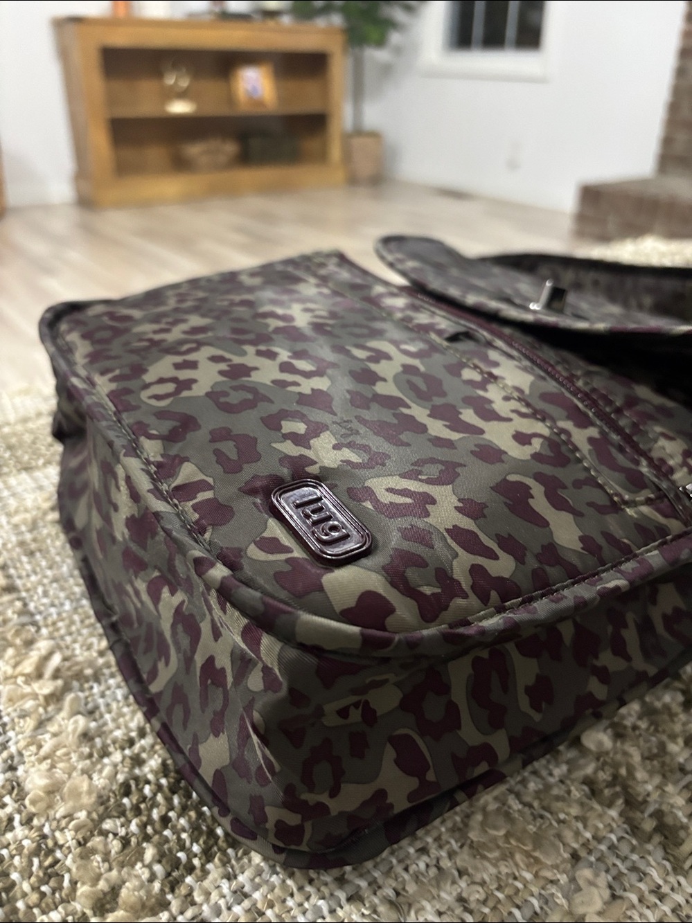 lug Olive and Plum Leopard Print Crossbody Bag - Picture 5 of 13